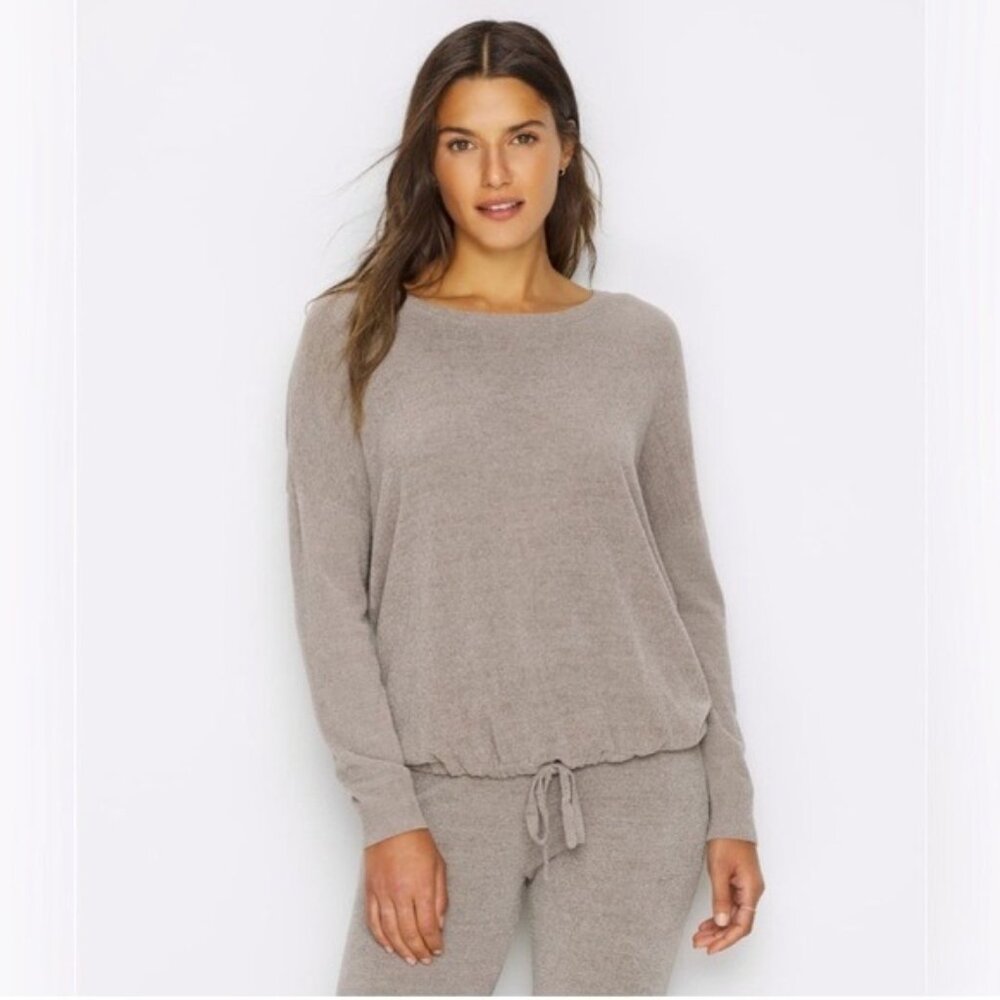 Barefoot Dreams Cozy Chic Ultra Lite Pullover Sweater in Taupe